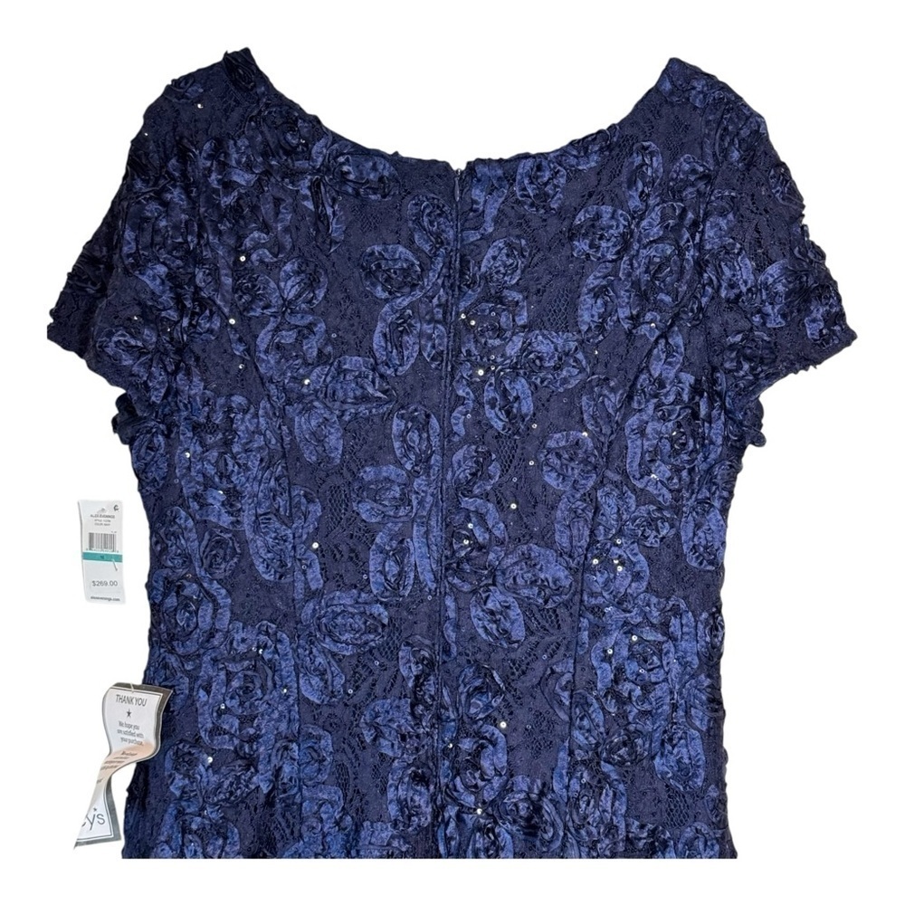 Alex Evenings Embellished Lace A-Line Evening Gown in Navy NWT - Picture 7 of 8